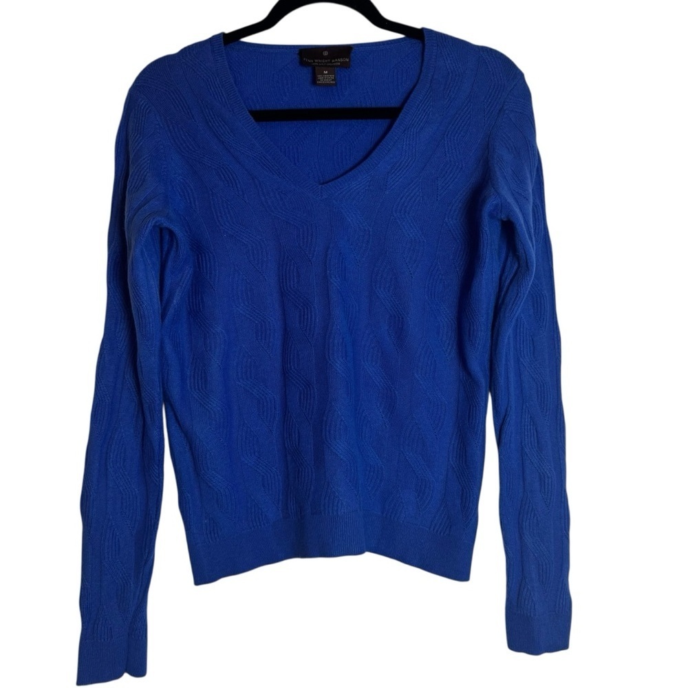 Fenn Wright Manson Royal Blue 100% Cashmere V-Neck Small Sweater